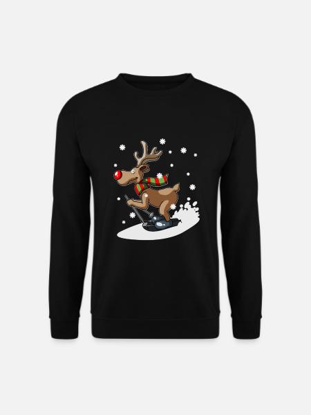 Süße lustige Reindeer Ski Winter Schnee Weihnachtsgeschenk - Unisex Pullover - Schwarz