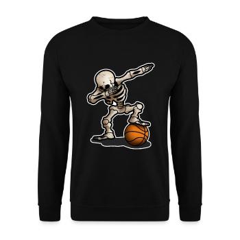 Skelett Dabbing Dab Basketball Halloween Geschenk - Unisex Pullover - Schwarz - Vorne - Alina (178cm) & Michal (187cm)
