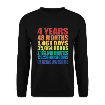 Drôle de cadeau de 4ème anniversaire, âge de 4 ans - Sweat-shirt Unisexe - noir - Devant - Alina (178cm) & Michal (187cm)