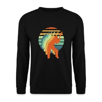 Retro Cricket - Cooles Vintage Cricketer Sport Geschenk - Unisex Pullover - Schwarz - Vorne - Alina (178cm) & Michal (187cm)