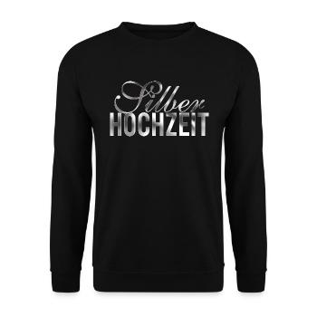 Silberhochzeit silberne Hochzeit 25 Jahre Geschenk - Unisex Pullover - Schwarz - Vorne - Alina (178cm) & Michal (187cm)
