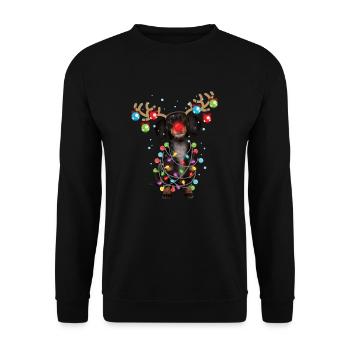 Weihnachten Süße Weihnachten Dackel Wiener Hund Geschenk - Unisex Pullover - Schwarz - Vorne - Alina (178cm) & Michal (187cm)