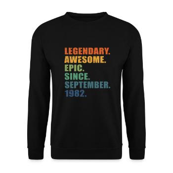 40. Geburtstag, September 1982, 40-jähriges Jubiläum - Unisex Pullover - Schwarz - Vorne - Alina (178cm) & Michal (187cm)