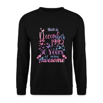 30e anniversaire Décembre 1992 Femmes 30 ans - Sweat-shirt Unisexe - noir - Devant - Alina (178cm) & Michal (187cm)