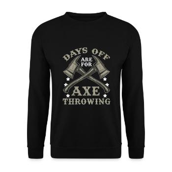 Freie Tage sind zum Axtwerfen da Funny Axtwerfer - Unisex Pullover - Schwarz - Vorne - Alina (178cm) & Michal (187cm)
