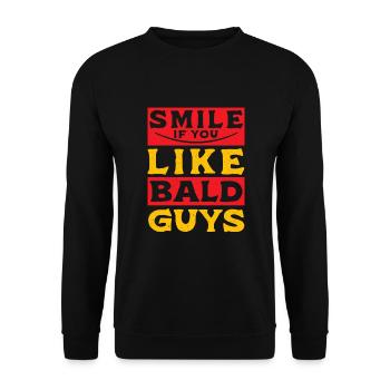 Lächeln, wenn du kahle Jungs magst Kahlheit - Unisex Pullover - Schwarz - Vorne - Alina (178cm) & Michal (187cm)