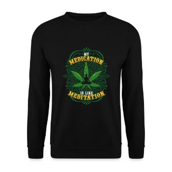 Hanf Unkraut Lustiges Cannabis Marihuana THC - Unisex Pullover - Schwarz - Vorne - Alina (178cm) & Michal (187cm)