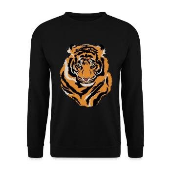 Tiger Face Wild Life Creature Animal Tiger Lover - Unisex Sweatshirt - black - Front - Alina (178cm) & Michal (187cm)