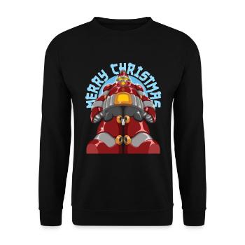 Frohe Weihnachten Cool Roboter Santa Claus Weihnachten Geschenk - Unisex Pullover - Schwarz - Vorne - Alina (178cm) & Michal (187cm)