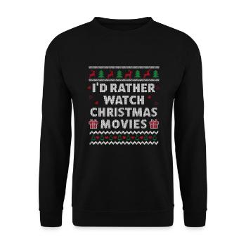 Christmas Movies Ugly Christmas Design Funny Xmas - Unisex Pullover - Schwarz - Vorne - Alina (178cm) & Michal (187cm)