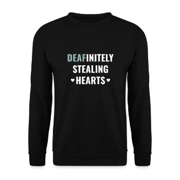 Valentine's Day Deaf Pride ASL Steal Hearts D/HH - Unisex Pullover - Schwarz - Vorne - Alina (178cm) & Michal (187cm)