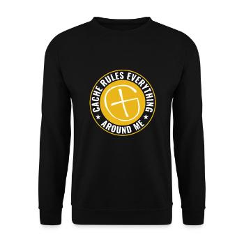 Geocaching Cache Regeln Alles Um Mich Herum - Unisex Pullover - Schwarz - Vorne - Alina (178cm) & Michal (187cm)