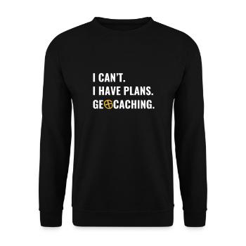 Geocaching Geocacher Ich Kann Nicht Ich Habe - Unisex Pullover - Schwarz - Vorne - Alina (178cm) & Michal (187cm)