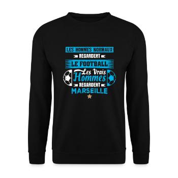 les vrais hommes regardent marseille club de foot - Sweat-shirt Unisexe - noir - Devant - Alina (178cm) & Michal (187cm)