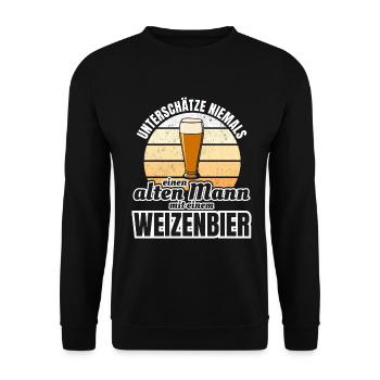 Weizenbier alter Mann Grossvater Vater Geschenk - Unisex Pullover - Schwarz - Vorne - Alina (178cm) & Michal (187cm)