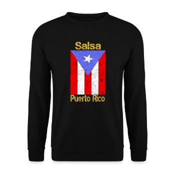 Tee shirt Cadeau Musique Latino Salsa de Puerto Rico - Sweat-shirt Unisexe - noir - Devant - Alina (178cm) & Michal (187cm)