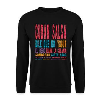 Cuban Salsa Latin Dance Shirt - Unisex Pullover - Schwarz - Vorne - Alina (178cm) & Michal (187cm)