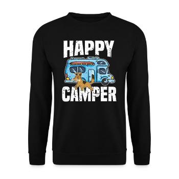 Camping Camper Chiens Happy Camper Outdoor avec - Sweat-shirt Unisexe - noir - Devant - Alina (178cm) & Michal (187cm)