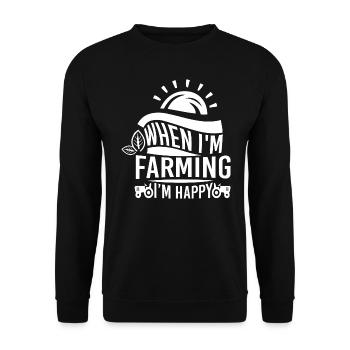 Bauernhemd Wenn ich Landwirtschaft betreibe, bin ich glücklich Geschenk-T-Shirt - Unisex Pullover - Schwarz - Vorne - Alina (178cm) & Michal (187cm)