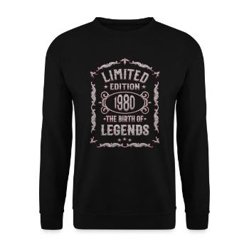 Born 1980 Birthday 1980 - Unisex Sweatshirt - black - Front - Alina (178cm) & Michal (187cm)
