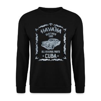 Cuba Havana Vintage Oldtimer Car - Unisex Sweatshirt - black - Front - Alina (178cm) & Michal (187cm)