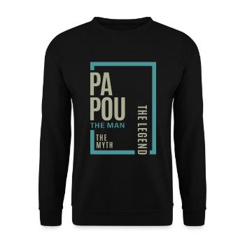 Papou der Mythos - Unisex Pullover - Schwarz - Vorne - Alina (178cm) & Michal (187cm)
