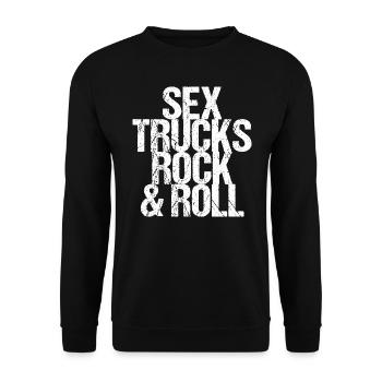Sex Trucks Rock'n'Roll Sexy Truck Driver Geschenk - Unisex Pullover - Schwarz - Vorne - Alina (178cm) & Michal (187cm)