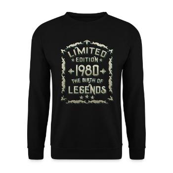 Born 1980 Born 1980 Gift - Unisex Sweatshirt - black - Front - Alina (178cm) & Michal (187cm)