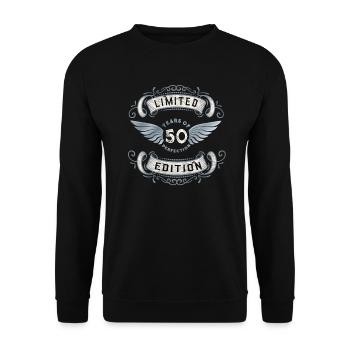 50th birthday gift vintage design t-shirt - Unisex Sweatshirt - black - Front - Alina (178cm) & Michal (187cm)