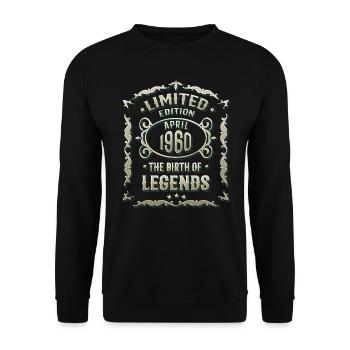 April 1960 - Geschenk zum 60. Geburtstag - Unisex Pullover - Schwarz - Vorne - Alina (178cm) & Michal (187cm)