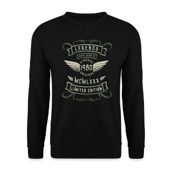 1980 Birthday Gift 1980 Vintage - Unisex Sweatshirt - black - Front - Alina (178cm) & Michal (187cm)