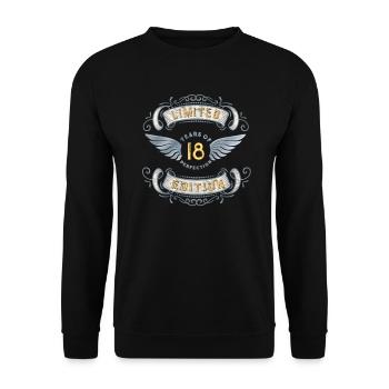 18th birthday gift - 18 years old - Unisex Sweatshirt - black - Front - Alina (178cm) & Michal (187cm)