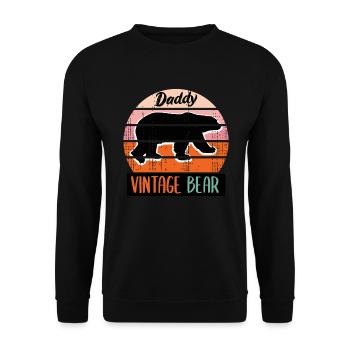 Daddy Vintage Bear, Papa Bear - Sweat-shirt Unisexe - noir - Devant - Alina (178cm) & Michal (187cm)