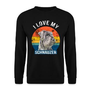 I Love my Schnauzer Dog Riesenschnauzer - Unisex Sweatshirt - black - Front - Alina (178cm) & Michal (187cm)