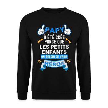 Papy Héros des petits enfants cadeau famille - Sweat-shirt Unisexe - noir - Devant - Alina (178cm) & Michal (187cm)