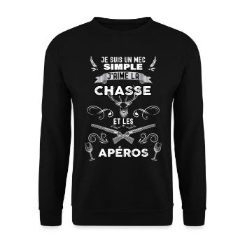 Chasse je suis un mec simple. humour chasseur - Sweat-shirt Unisexe - noir - Devant - Alina (178cm) & Michal (187cm)