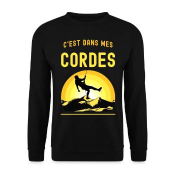 9 - t-shirt c'est dans mes cordes 5.png - Sweat-shirt Unisexe - noir - Devant - Alina (178cm) & Michal (187cm)