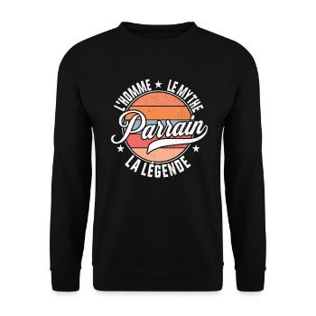 Parrain l homme mythe légende t shirt parrain - Sweat-shirt Unisexe - noir - Devant - Alina (178cm) & Michal (187cm)