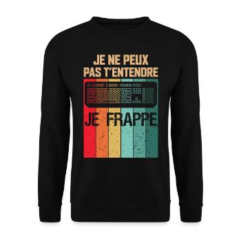 Je Peux Pas T'entendre Je Frappe Gamer - Sweat-shirt Unisexe - noir - Devant - Alina (178cm) & Michal (187cm)