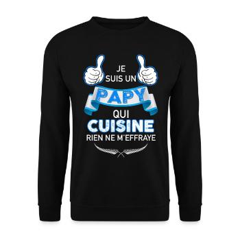 Papy Cuisinier Cadeau Fête De Mon Grand-père - Sweat-shirt Unisexe - noir - Devant - Alina (178cm) & Michal (187cm)