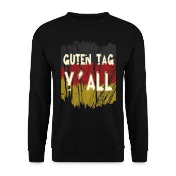 Guten Tag Yall Deutschland Flagge Lustig - Unisex Pullover - Schwarz - Vorne - Alina (178cm) & Michal (187cm)