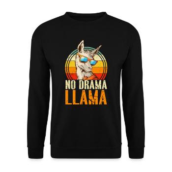No Drama LLama - Unisex Sweatshirt - black - Front - Alina (178cm) & Michal (187cm)
