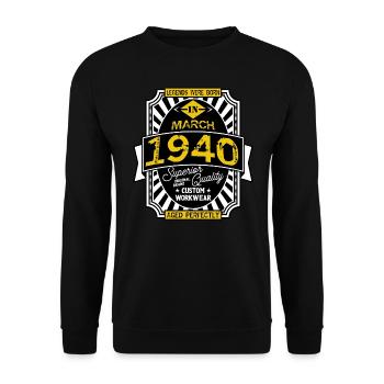 1940 MÄRZ - Unisex Pullover - Schwarz - Vorne - Alina (178cm) & Michal (187cm)