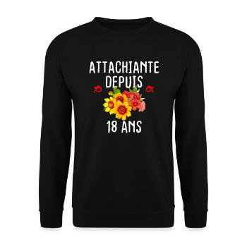 Femme Attachiante 18 ans Anniversaire Fille 18 ans - Sweat-shirt Unisexe - noir - Devant - Alina (178cm) & Michal (187cm)