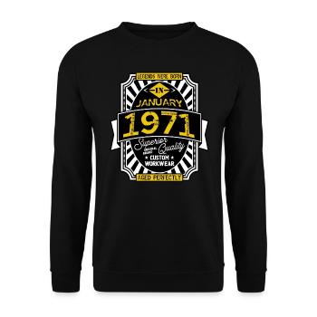 1971 JANUARY - Sweat-shirt Unisexe - noir - Devant - Alina (178cm) & Michal (187cm)