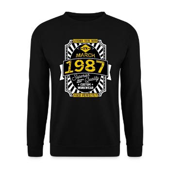 1987 MÄRZ - Unisex Pullover - Schwarz - Vorne - Alina (178cm) & Michal (187cm)