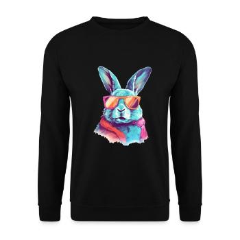 Tom the spectacled rabbit - Unisex Sweatshirt - black - Front - Alina (178cm) & Michal (187cm)
