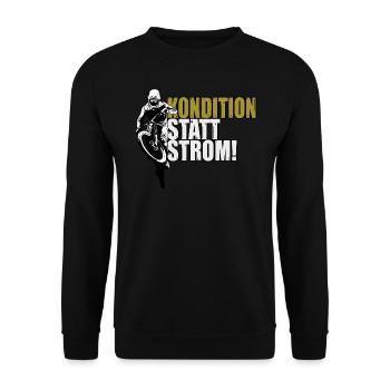 Kondition statt Strom Anti E-Bike Fahrrad - Unisex Pullover - Schwarz - Vorne - Alina (178cm) & Michal (187cm)