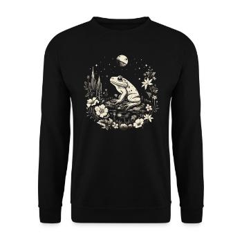 Frog Cottagecore Moon - Unisex Sweatshirt - black - Front - Alina (178cm) & Michal (187cm)