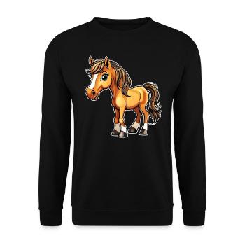 Mignon petit cheval avec blaze - Sweat-shirt Unisexe - noir - Devant - Alina (178cm) & Michal (187cm)